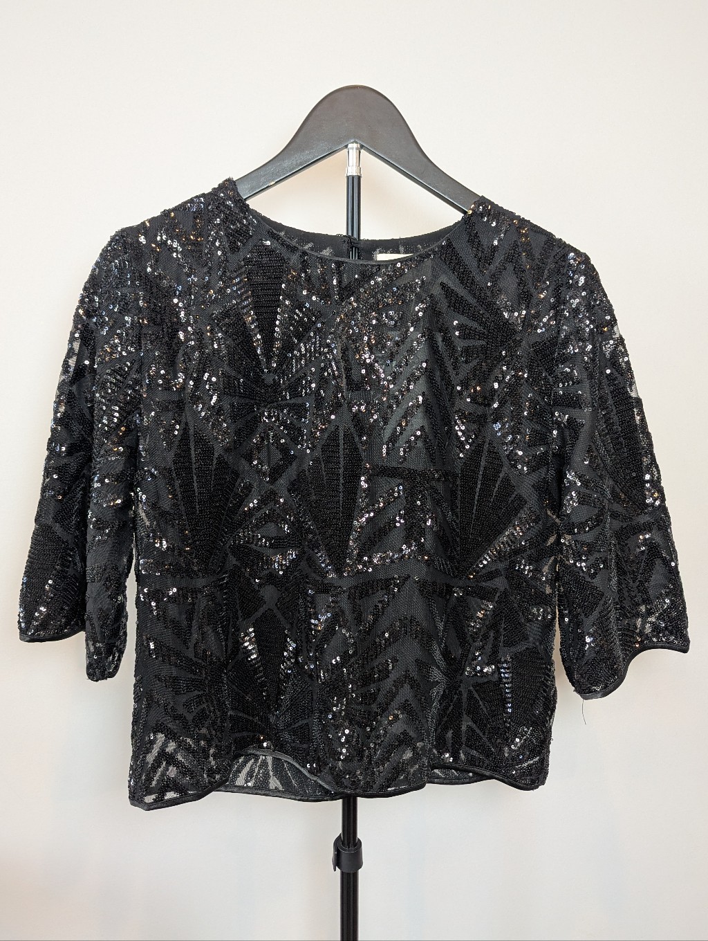 Nwt Everly Women's M Black Sequined Top Cropped Sparkly Cocktail Party Lined